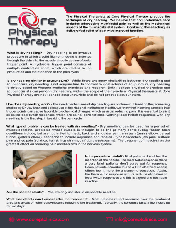Page one of dry needling FAQ