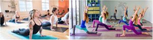 Collage of people doing yoga